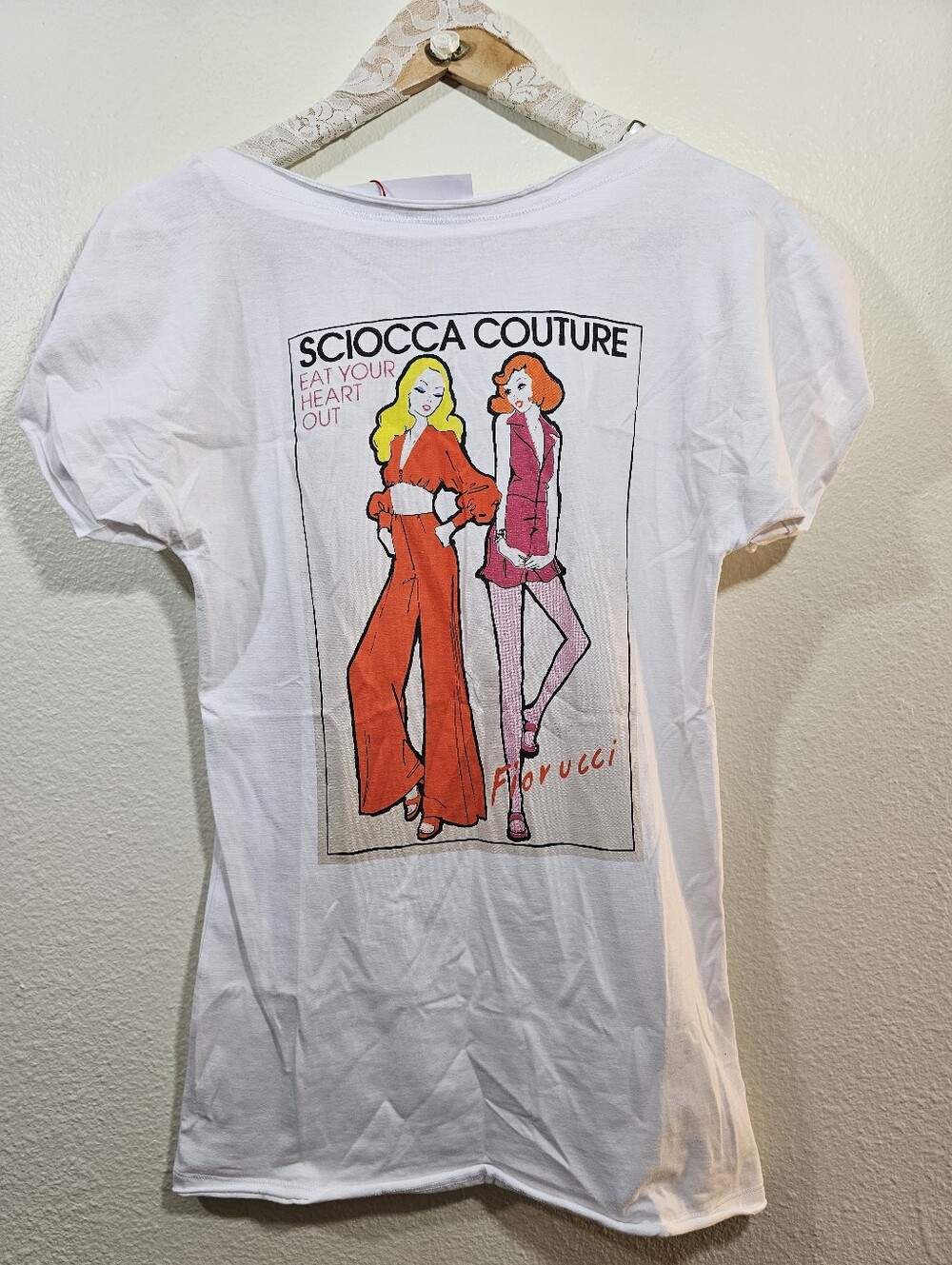 Fiorucci White "Eat Your Heart Out" Sciocca Couture Graphic T-Shirt XXS NWT